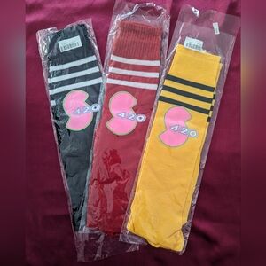 420 Knee High Socks Black Red Yellow